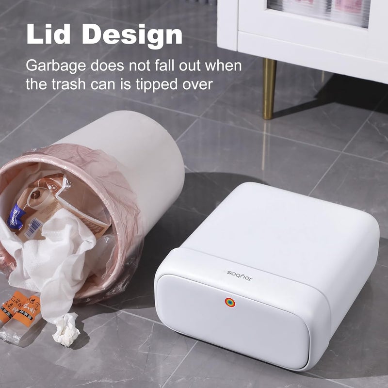 Joybos Bathroom Trash Can with Lid, 3 Gallon Small Garbage Can, 10L Dogproof Slim Plastic Narrow Trash Bin with Pop-up Lid for Toilet, Office, Bedroom, Living Room, White - Image 3